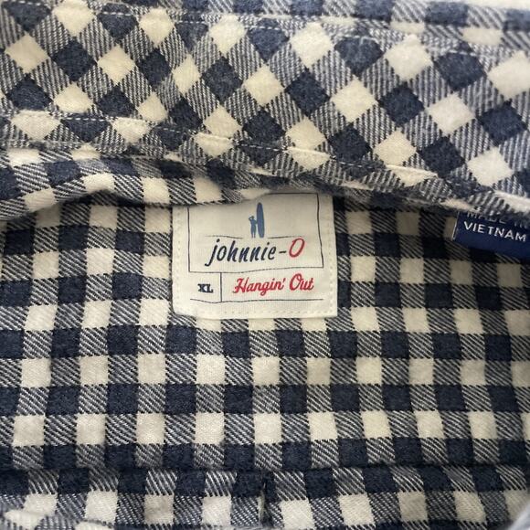 Johnnie-O Collared Shirt Men XL Plaid Surflannel Lightweight Surf Flannel Preppy - Picture 2 of 9